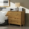 thumbnail image 3 of WAMPAT Large 3-Drawer Nightstand, 36" Wide Wooden Bedside Table with Deep Storage, Modern Oversized End Table for Bedroom, Dark Brown Wood, 3 of 7