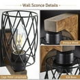 thumbnail image 4 of 3-Light Wall Sconce, Black Metal Cage Fixture, Vintage Industrial Style for Bathroom/Hallway/Living Room, Bulbs Not Included, 4 of 7