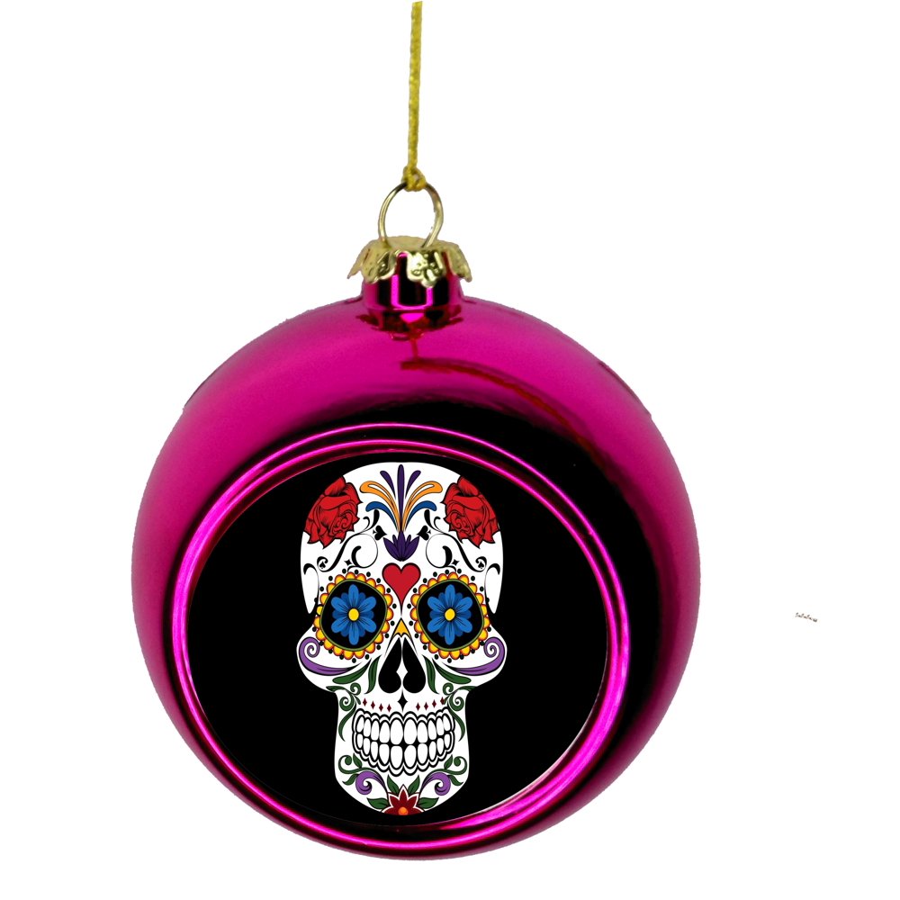 Floral Sugar Skull Bauble Christmas Ornaments Pink Bauble Tree Xmas