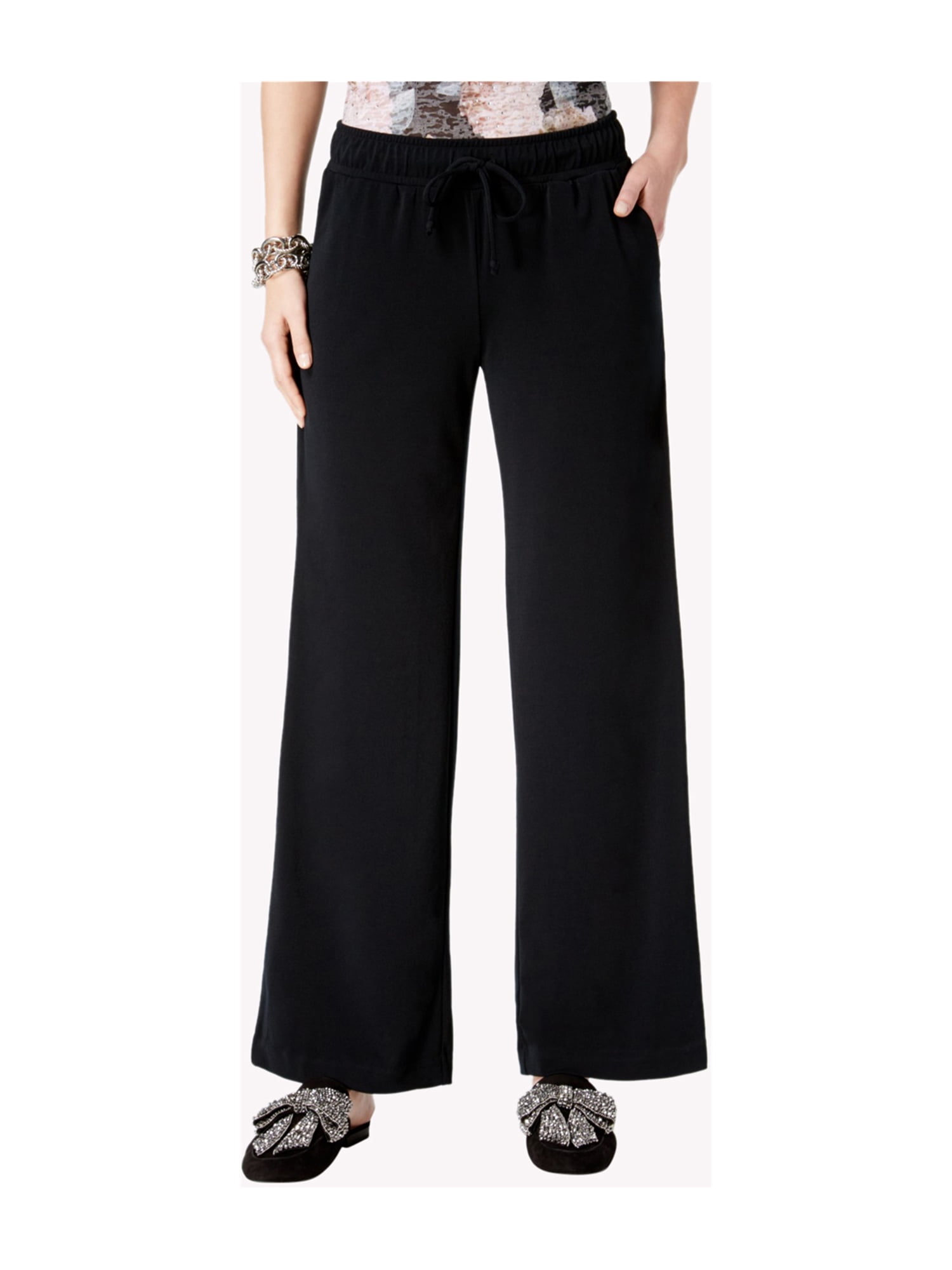 I-N-C Womens Soft Casual Wide Leg Pants deepblack M/31 - Petite ...