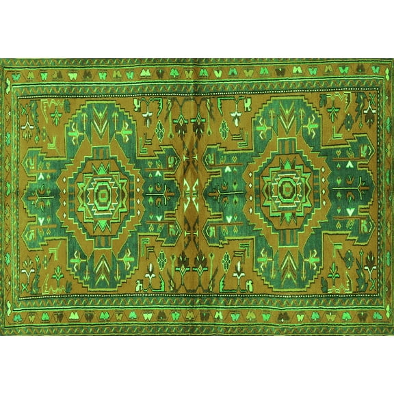 Ahgly Company Indoor Rectangle Persian Green Traditional Area Rugs, 5' x 7'