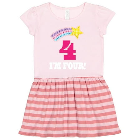 

Inktastic 4th Birthday 4 Year Old Girls Rainbow Star Gift Toddler Girl Dress