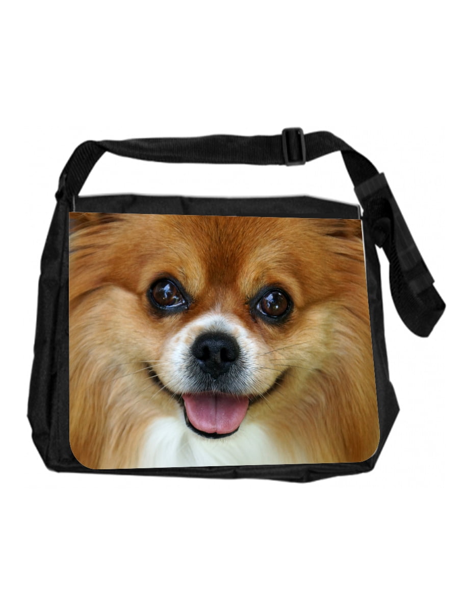 Dog Pomeranian Up Close Cross Body Shoulder Messenger Laptop Bag