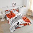 thumbnail image 3 of Juego de cama de 2 piezas con estampado de baloncesto en color naranja para la habitación de niños y adolescentes, 3 of 6