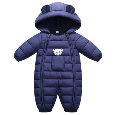 

Merotable Baby One-Piece Clothes Hooded Rompers Thick Cotton Warm Outfit Jumpsuit Overalls Snowsuit