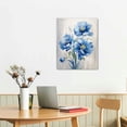 thumbnail image 2 of COMIO Flower Artwork Canvas Wall Art: Abstract Bright Blue Lotus Floral Picture Giclee Print on Canvas for Bathroom, 2 of 4