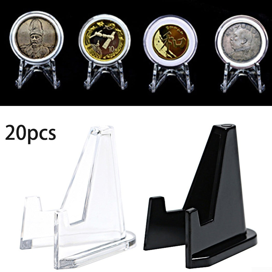 Details about   20Pcs/set Plastic Coin Display Stand Clear Round Case Capsules Holder Easel 