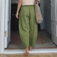 thumbnail image 5 of Lenpel Cotton Linen Cropped Pants for Women High Waist Wide Leg Ankle Trousers Summer Fall Casual Baggy Outfits with Pockets, 5 of 7