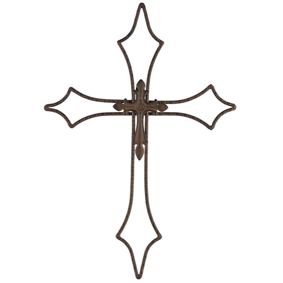 Dicksons MWC-411 Cross On Cross Brown 19.75 x 13.5 Metal Decorative Wall Hanging Home Décor