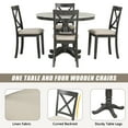thumbnail image 3 of EUROCO 42" 5-Piece Round Dining Table Set,Kitchen Table Set with Solid Wood Table and 4 Upholstered Chairs for Dining Room,Gray, 3 of 8