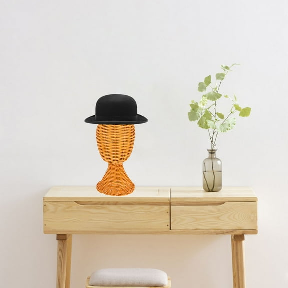 OUNONA Hemoton 1 Set Wicker Hat Display Stand Holder for Hats Wigs Helmets and Headphones Ideal for Storage and Display