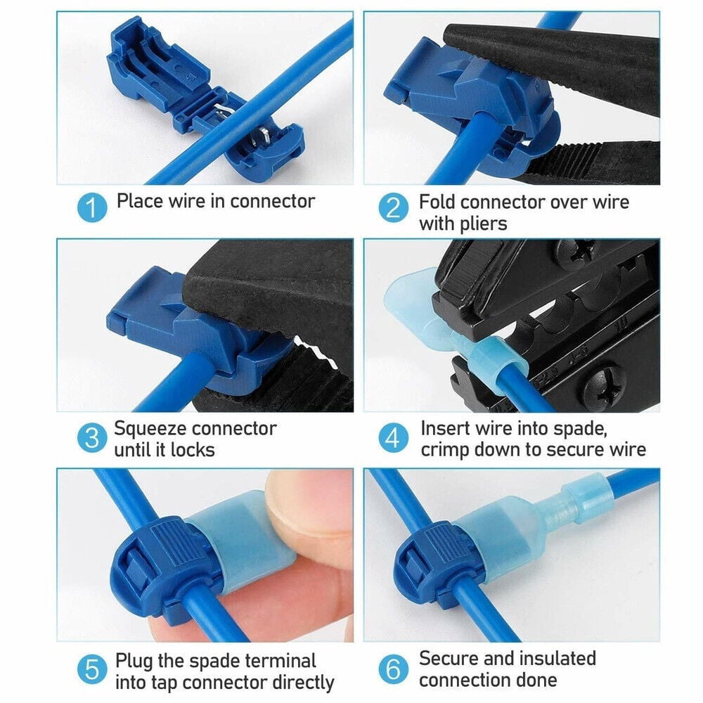 240Pcs Quick Splice T-Tap Insulated Crimp Terminals Kit Spade Wire Connectors US