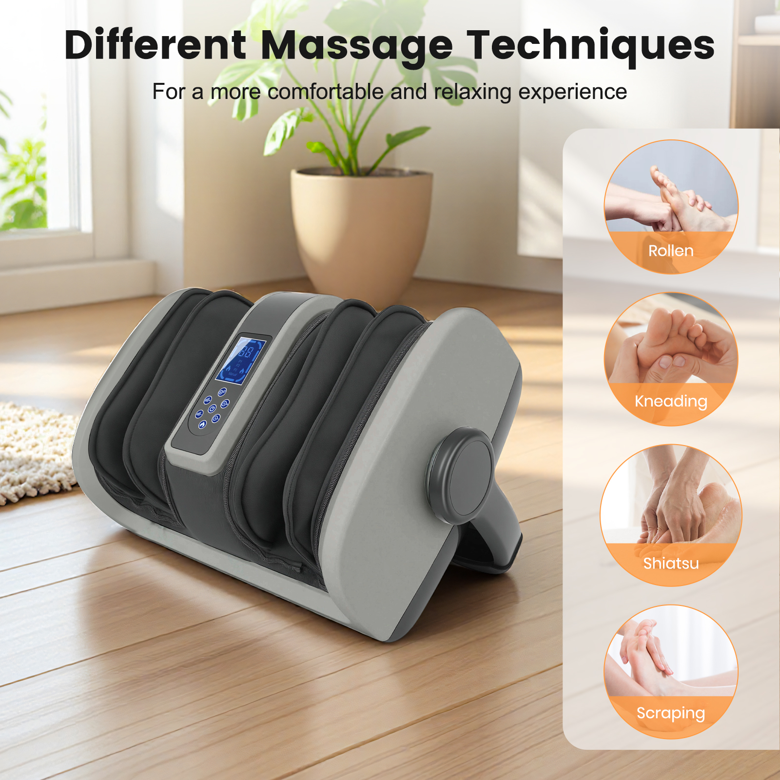 BAOKALER Shiatsu Foot Massager with Heat, Deep Kneading Foot and Calf Massager with Vibration Compression, Electric Leg Massager Machine for Circulation and Pain Relief, Gift for Elder, Black