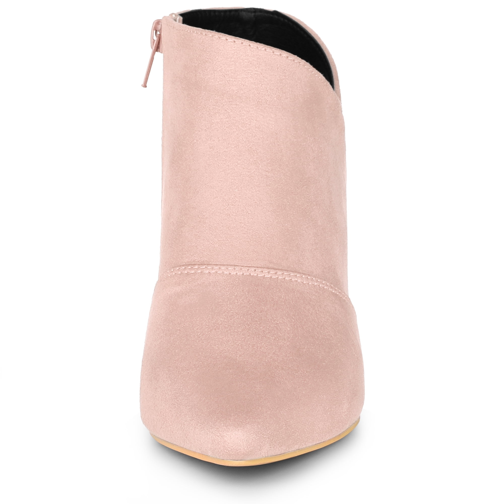DARING DIVA Women's Pointed Toe Kitten Heel Cutout Ankle Boots Dust Pink 8.5