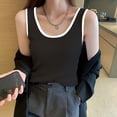 thumbnail image 2 of Womens Tank Tops Summer Ribbed Basic Slim Fit Tops Crew Neck Sleeveless Solid Color Clothes Casual Stylish Party Everyday Wear,Black,L, 2 of 4