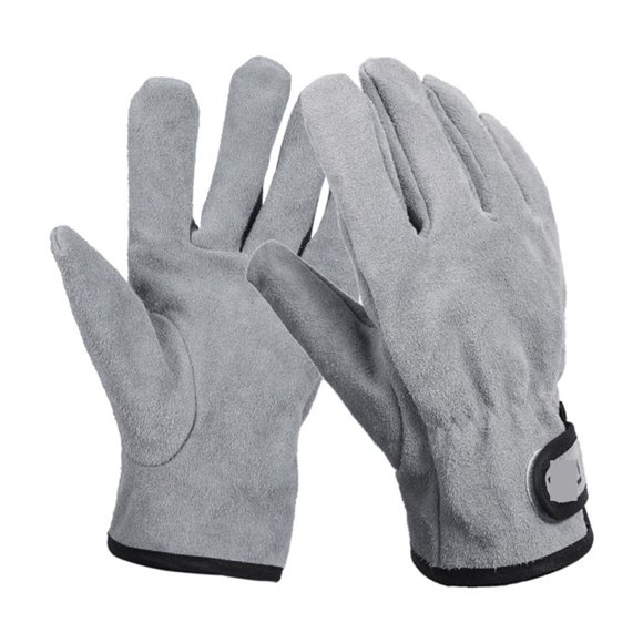 Outdoor BBQ Gloves Two Layers Leather Fire Heat Resistant Kitchen Cooking Oven Mitts Anti Slip Hard Wearing Clamping Glove ,Durability and Dexterity