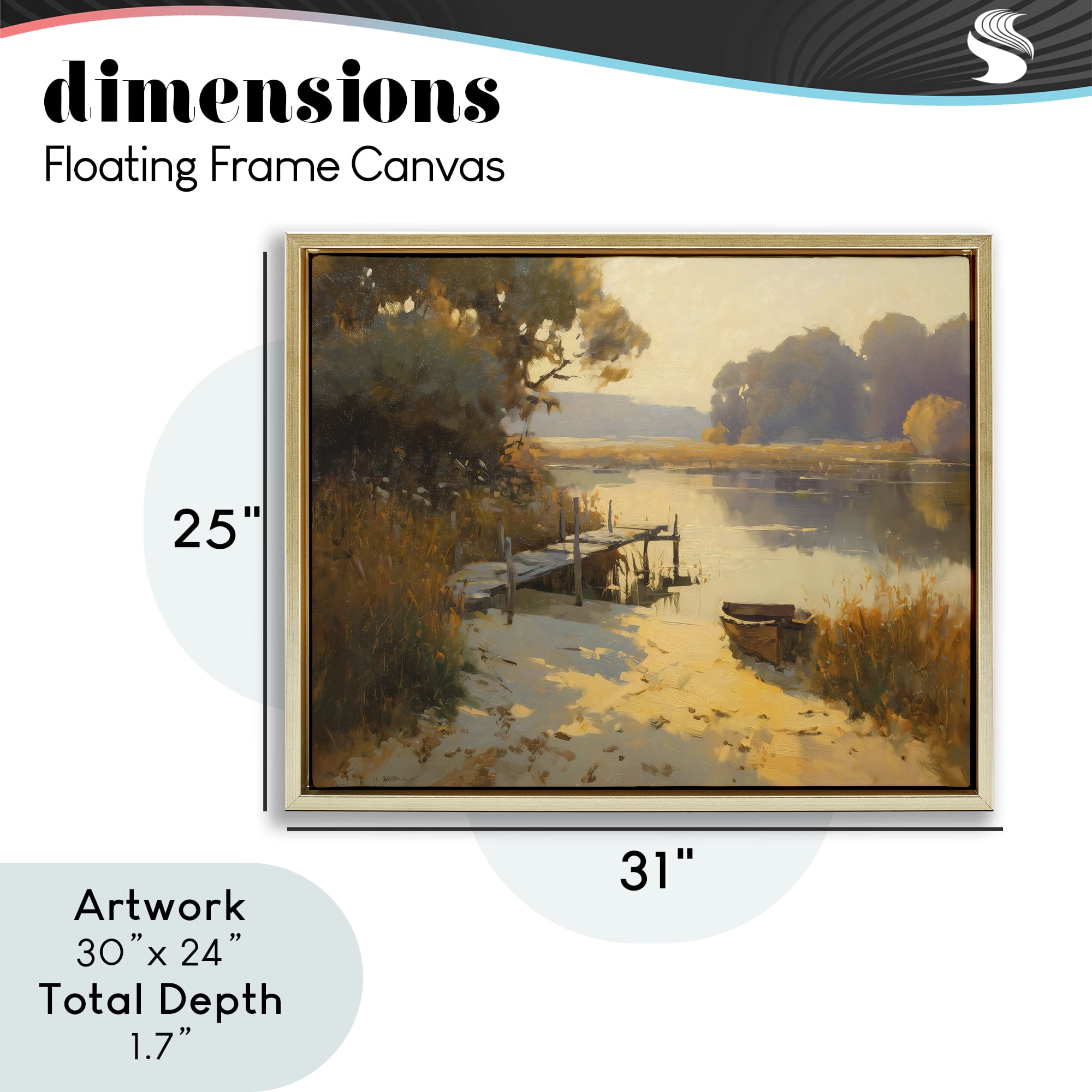 Golden Hour in Autumn Gold Framed Floater Canvas Wall Art, design by Arlington Prints