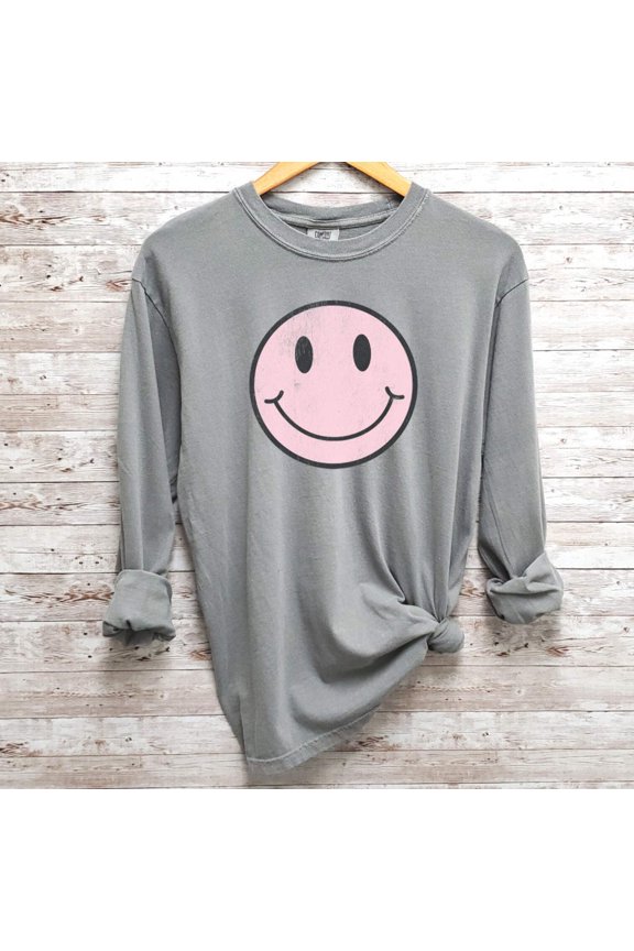 SMILEY HAPPY FACE Graphic Long Sleeve T-Shirt