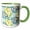 Green/White, variant on 3drose, Trendy Large Aqua Blue N Chartreuse Leaves, 15oz Mug