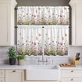 thumbnail image 4 of 3 Piece Kitchen Curtains and Valances Set Wild Flowers Cafe Curtains 24 Inch Length Spring Butterfly Watercolor Country Floral Valance & Tier Curtain for Living Room Bedroom Window 54"x18"+27"x24"*2, 4 of 6