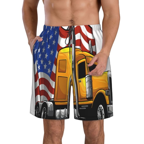 Fotbe American Truck Trajes de Baño Estampados para Hombre, Shorts de Verano de Secado Rápido, Ropa de Playa, Bañadores-XX-Large