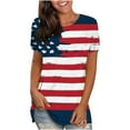 thumbnail image 2 of Patlollav Women Clothes,Womens Independence Day Summer Round-Neck T-Shirt Print Short Sleeve Tops, 2 of 5