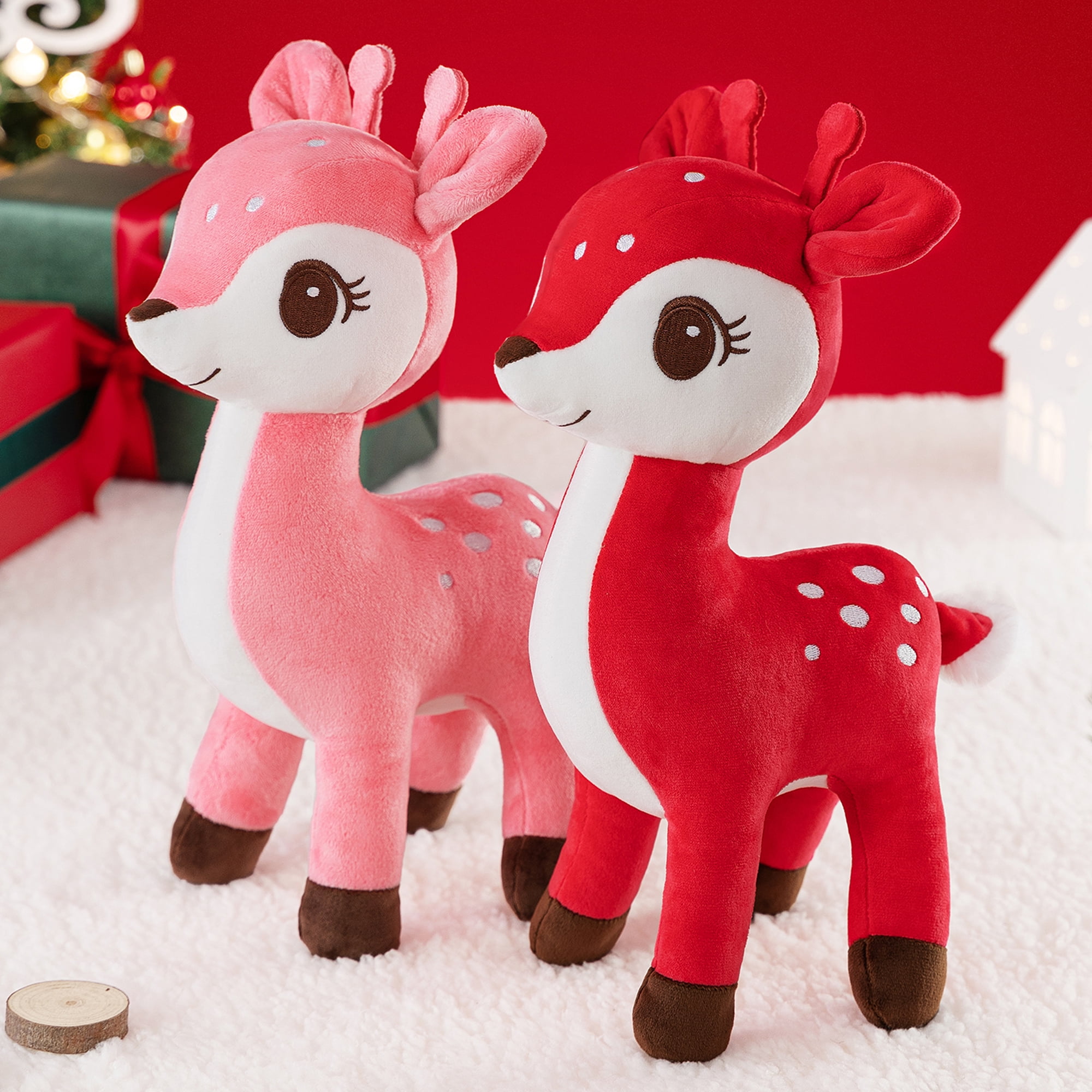 Lazada Sika Deer Stuffed Animal Toys Plush Christmas Deer Christmas Decoration Christmas Toy Pink 12