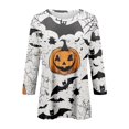 thumbnail image 4 of Camiseta informal de manga larga con estampado de fantasmas de Halloween para mujer: top festivo para las fiestas, 4 of 5