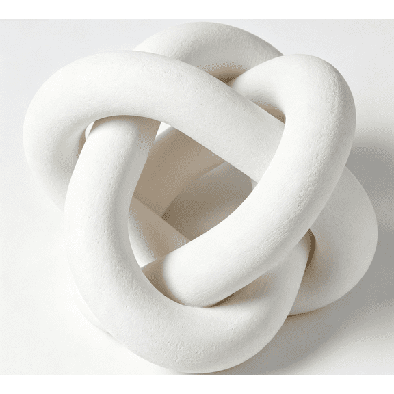 TRIES Wooden Knot Decor Object, 6 Inch Interlocking Chain Knot Sculpture Modern Home Tabletop Ornament for Living Room Coffee Shelf Desktop Decor