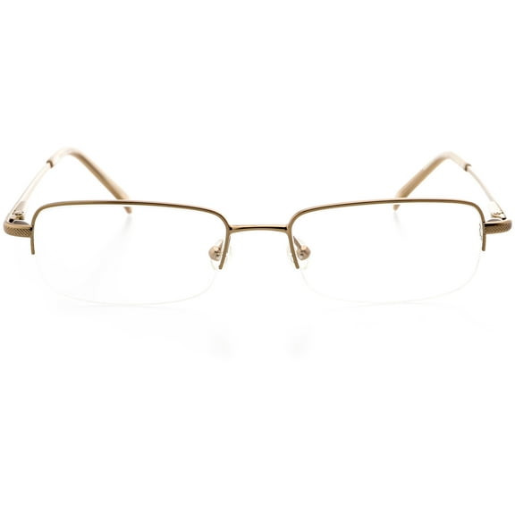 Unisex Optical Eyewear - Rectangle Shape, Metal Half Rim, Matte Bronze