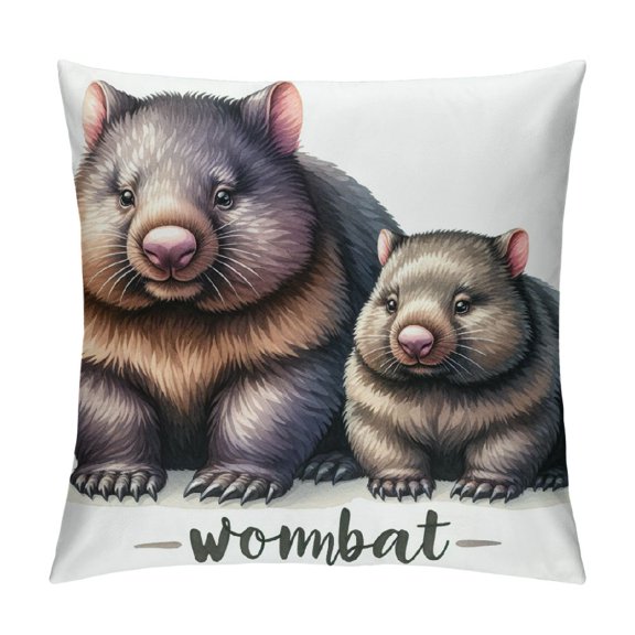 Sheronv Wombats Graphic Decorative Throw Pillow Cover for Home Couch Living Room Bed Sofa - 1PC Pillowcase for Car Couch Bedroom 12x12in