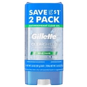 مزيل العرق Gillette Antiperspirant للرجال ، جل شفاف ، مطر بري ، عبوة توأم ، 3.8 أونصة