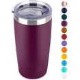 thumbnail image 1 of Taza de 20 oz, de acero inoxidable, con aislamiento al vacío, de viaje de doble pared con tapa para bebidas frías y calientes, color morado claro, 1 of 1