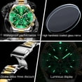 thumbnail image 4 of OLEVS Watches for Men Chronograph Luxury Dress Moon Phase Quartz Stainless Steel Waterproof Business Mens Wrist Watches Reloj para Hombre Green Dial, 4 of 13