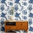 thumbnail image 2 of S4Sassy Self-Stick Decorative Wallpaper, Botanical Wall Paper, Textured Vinyl Waterproof Contact Paper, Blue, 25"X 120" Removable Renter Friendly Walls Covering For Bedroom, Dining Room, 2 of 8