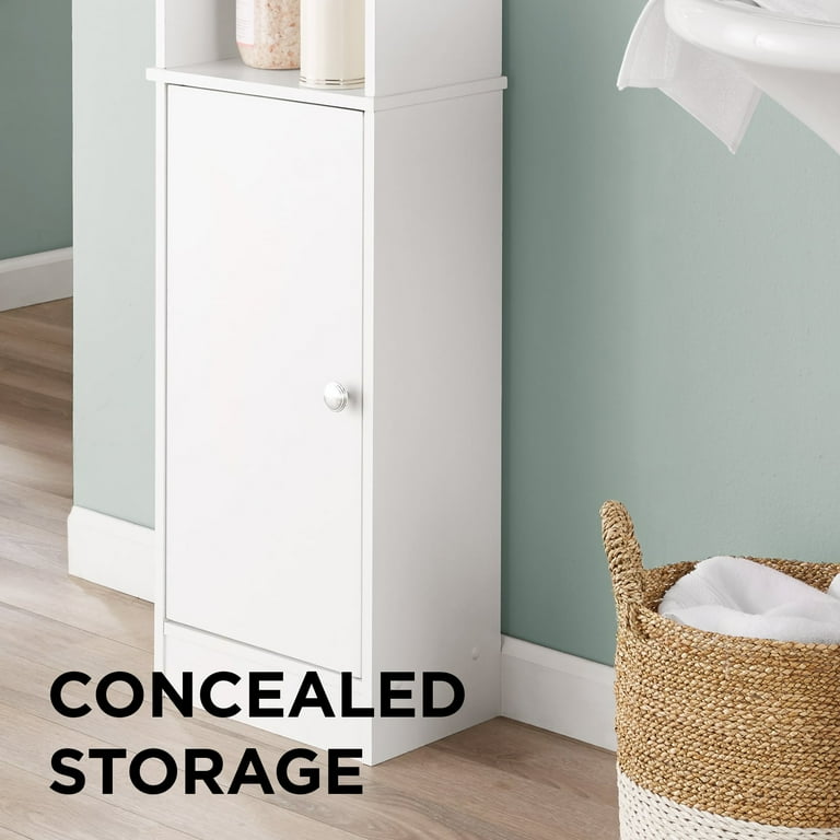 Mainstays Bathroom Storage Linen Tower with Concealed Storage