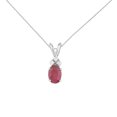 thumbnail image 1 of 14K White Gold Oval Ruby Pendant with Diamonds and 18" Chain, 1 of 3