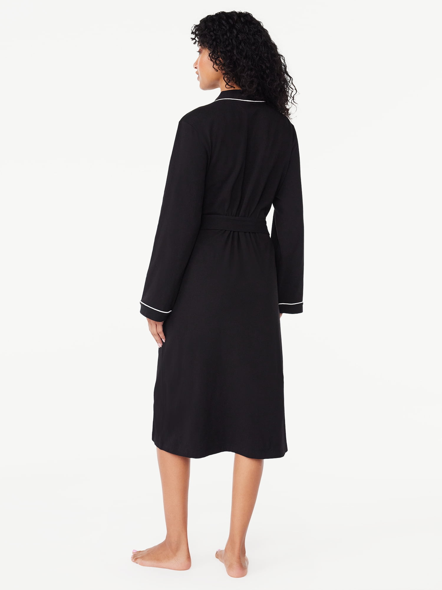 Joyspun Women's Cotton-Blend Wrap Robe with Long Sleeves, Sizes S-3X