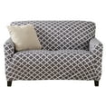 thumbnail image 5 of Great Bay Home Stretch Printed Washable Loveseat Slipcover  (Loveseat, Charcoal), 5 of 6