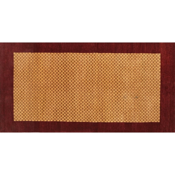 Ahgly Company Machine Washable Indoor Rectangle Contemporary Dark Orange Area Rugs, 2' x 5'
