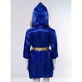 thumbnail image 4 of dPois Kids Boys Boxing Robe Costume Satin Long Hooded Hoodie Halloween Cosplay Costume Royal Blue 8, 4 of 7