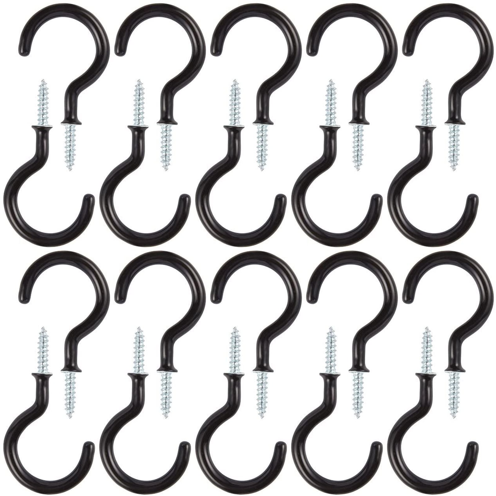 20 PCE STORAGE HOOKS SCREWS HOME SHED RUBBER COATING ASSORTED S994116 