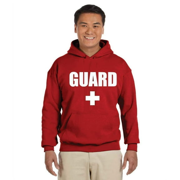 Guard Hoodie Sweatshirt Pool Ocean Lake Uniform Clothing (S) Red