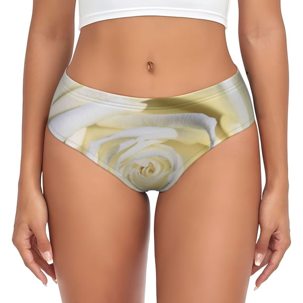 Fotbe White Rose Calzones Estampados para Mujer – Ropa Interior de Algodón, Cómoda, Suave y Elástica-Large