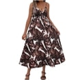 thumbnail image 1 of Vestido sin Mangas para Mujeres con Cuello en V Vestido de Moda Impreso Tropical, Correas Ajustables para Uso Casual Y Diario, 1 of 4