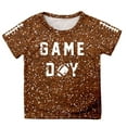 thumbnail image 4 of LIIPEE Girls Boys T-Shirt Cartoon Letter Baseball Graphic Printed Short Sleeve Round Neck Sequins Tshirt Tops Child Leisure Birthday Wedding Weekend Tee,Brown,10-11 Years, 4 of 4