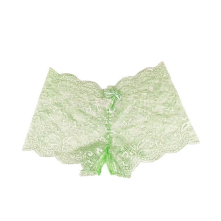 vigerkar Women Sexy Crotchless Boyshorts Underwear Bikini Cheeky Lingerie Panties Green  XXL