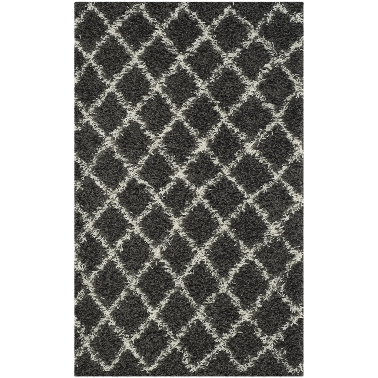 SAFAVIEH Dallas Jerrie Geometric Shag Area Rug, Dark Grey/Ivory, 8'6" x 12'
