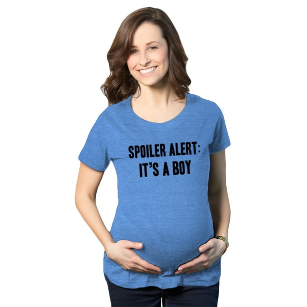 Maternity Spoiler Alert It's a Boy Funny Gender Reveal Pregnancy  Announcement T shirt (Royal) - M 