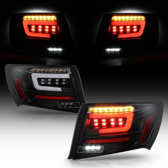 2008-2011 Subaru Impreza/WRX Sedan Black Full LED Tube Tail Lights Brake Lamps